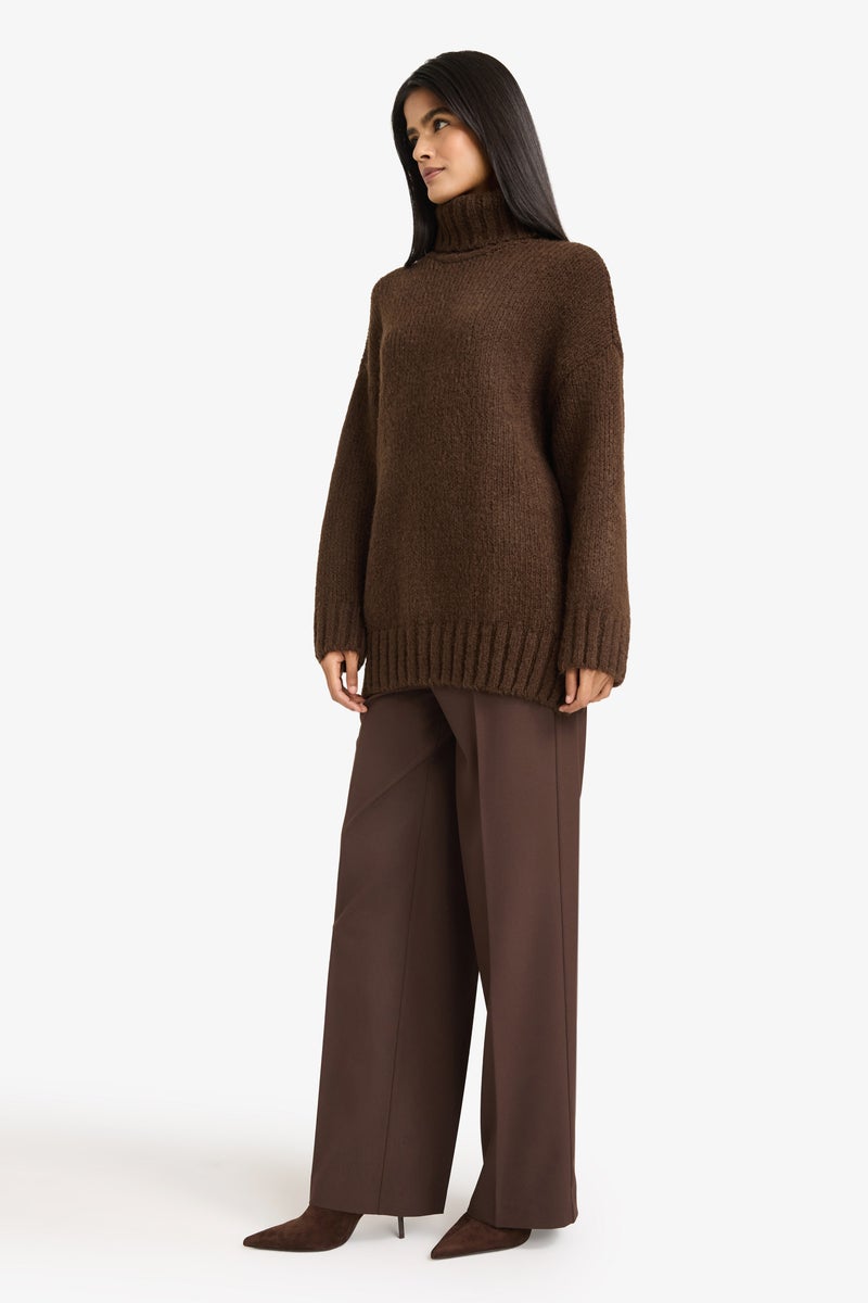 DeFacto Brown Woman Straight Fit Normal Waist Standard Length Trousers Casual - Image 2